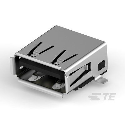 TE Connectivity Right Angle, SMT, Socket Type A 2.0 USB Connector