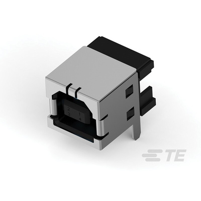 TE Connectivity Right Angle, PCB Mount, Socket Type B 2.0 USB Connector