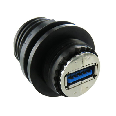 Amphenol Socapex Straight, Jam Nut, Socket Type A 3.2 Gen 1 IP68 USB Connector