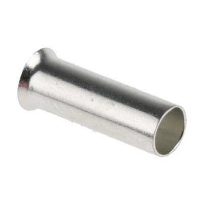 RS PRO Crimp Bootlace Ferrule, 12mm Pin Length, 3.9mm Pin Diameter, 6mm² Wire Size