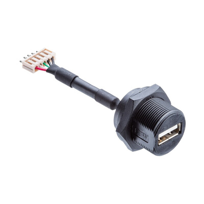 Amphenol Industrial Horizontal, Front Mount, Plug Type A 2.0 IP68 USB Connector