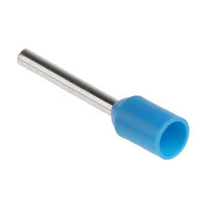 RS PRO Insulated Crimp Bootlace Ferrule, 12mm Pin Length, 1.5mm Pin Diameter, 0.75mm² Wire Size, Blue