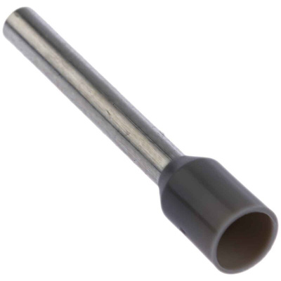 RS PRO Insulated Crimp Bootlace Ferrule, 18mm Pin Length, 2.6mm Pin Diameter, 2.5mm² Wire Size, Grey