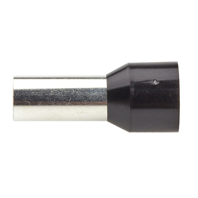 RS PRO Insulated Crimp Bootlace Ferrule, 16mm Pin Length, 7.9mm Pin Diameter, 25mm² Wire Size, Black