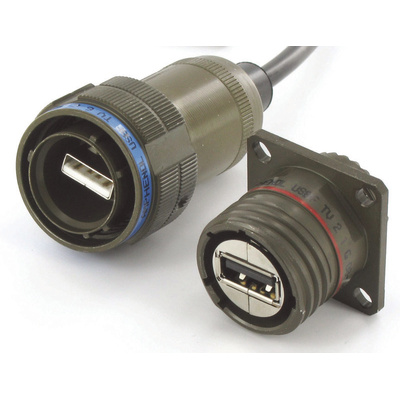 Amphenol Socapex Straight, Jam Nut, Socket Type A 2.0 IP68 USB Connector