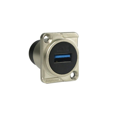 Amphenol Audio Straight, Chassis Mount, Socket Type Type A 3 IP40 USB Connector