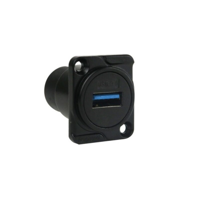 Amphenol Audio Straight, Chassis Mount, Socket Type Type A 3 IP40 USB Connector