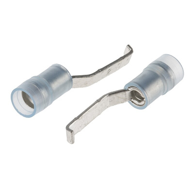 RS PRO Hooked Insulated Crimp Blade Terminal 17.4mm Blade Length, 1.5mm² to 2.5mm², 16AWG to 14AWG, Blue