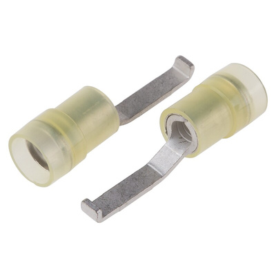 RS PRO Hooked Insulated Crimp Blade Terminal 17.2mm Blade Length, 4mm² to 6mm², 12AWG to 10AWG, Yellow