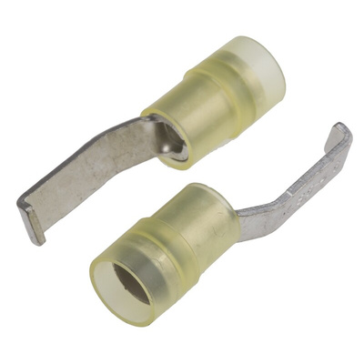 RS PRO Hooked Insulated Crimp Blade Terminal 17.2mm Blade Length, 4mm² to 6mm², 12AWG to 10AWG, Yellow