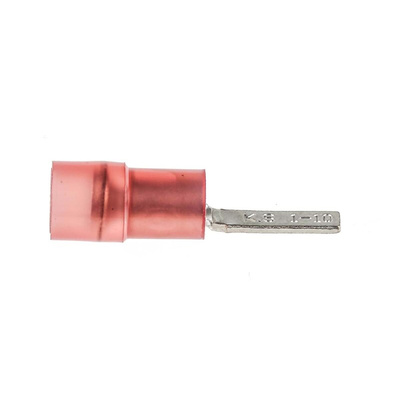 RS PRO Insulated Crimp Blade Terminal 10mm Blade Length, 0.5mm² to 1.5mm², 22AWG to 16AWG, Red