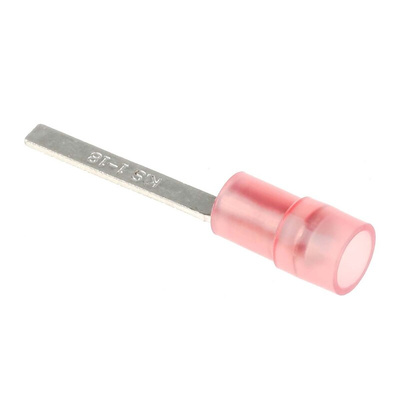 RS PRO Insulated Crimp Blade Terminal 18mm Blade Length, 0.5mm² to 1.5mm², 22AWG to 16AWG, Red