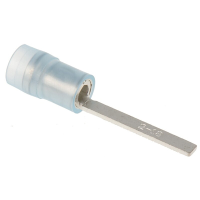 RS PRO Insulated Crimp Blade Terminal 18mm Blade Length, 1.5mm² to 2.5mm², 16AWG to 14AWG, Blue
