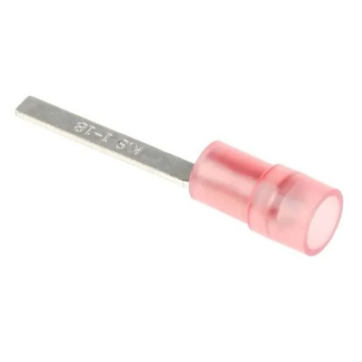 RS PRO Insulated Crimp Blade Terminal 18mm Blade Length, 0.5mm² to 1.5mm², 22AWG to 16AWG, Red