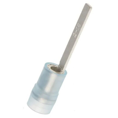 RS PRO Insulated Crimp Blade Terminal 18mm Blade Length, 1.5mm² to 2.5mm², 16AWG to 14AWG, Blue