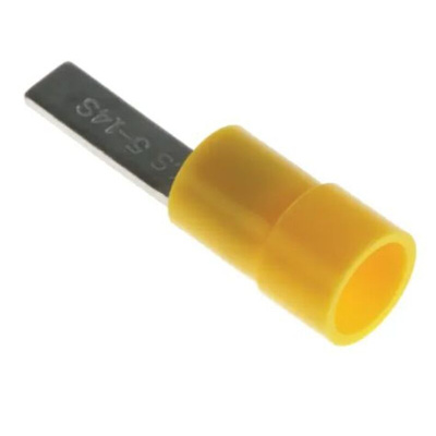 RS PRO Insulated Crimp Blade Terminal 14mm Blade Length, 4mm² to 6mm², 12AWG to 10AWG, Yellow