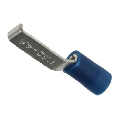 RS PRO Hooked Insulated Crimp Blade Terminal 17.4mm Blade Length, 1.5mm² to 2.5mm², 16AWG to 14AWG, Blue