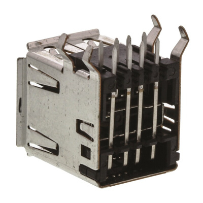 TE Connectivity Right Angle, Through Hole, Socket to Socket Type A USB Connector