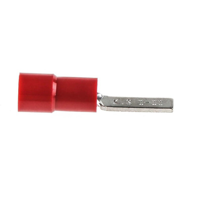 RS PRO Insulated Crimp Blade Terminal 11mm Blade Length, 0.5mm² to 1.5mm², 22AWG to 16AWG, Red