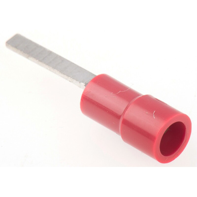 RS PRO Insulated Crimp Blade Terminal 13mm Blade Length, 0.5mm² to 1.5mm², 22AWG to 16AWG, Red