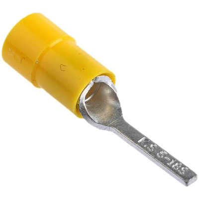 RS PRO Insulated Crimp Blade Terminal 18mm Blade Length, 4mm² to 6mm², 12AWG to 10AWG, Yellow