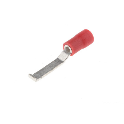 RS PRO Hooked Insulated Crimp Blade Terminal 16.8mm Blade Length, 0.5mm² to 1.5mm², 22AWG to 16AWG, Red