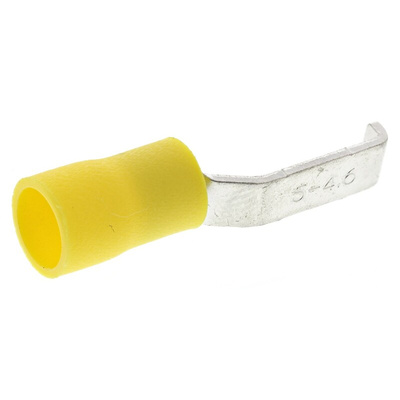 RS PRO Hooked Insulated Crimp Blade Terminal 17.2mm Blade Length, 4mm² to 6mm², 12AWG to 10AWG, Yellow