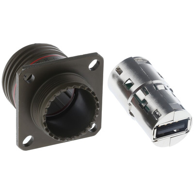 Amphenol Straight, Panel Mount, Socket Type A 2.0 IP68 USB Connector