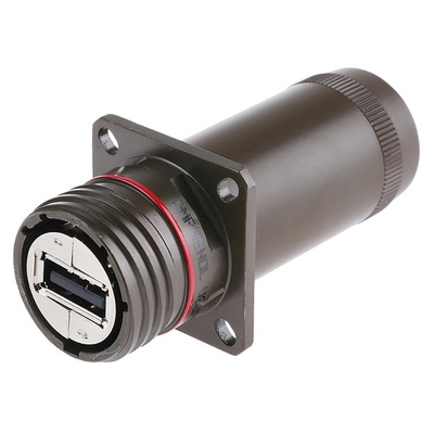 Amphenol Straight, Panel Mount, Socket Type A 2.0 IP68 USB Connector