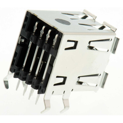 TE Connectivity Right Angle, Through Hole, Socket Type A 2.0 USB Connector