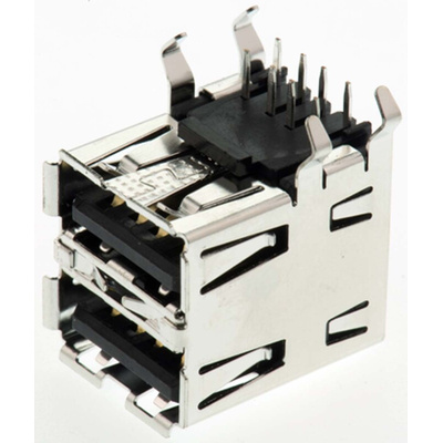 TE Connectivity Right Angle, Through Hole, Socket Type A 2.0 USB Connector