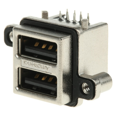 Amphenol ICC Right Angle, Through Hole, Socket Type A USB Connector