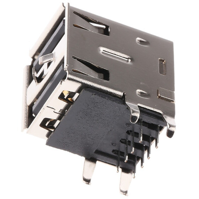 Lumberg Right Angle, Through Hole, Socket Type A 2.0 USB Connector