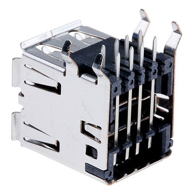 TE Connectivity Right Angle, Through Hole, Socket Type A 2.0 USB Connector