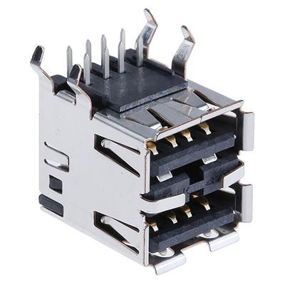 TE Connectivity Right Angle, Through Hole, Socket Type A 2.0 USB Connector