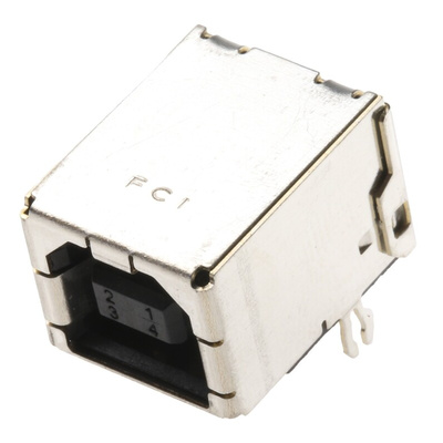 Amphenol ICC Right Angle, Through Hole, Socket Type B 2.0 USB Connector