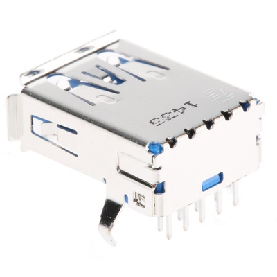 TE Connectivity Right Angle, Through Hole, Socket Type A 3.0 USB Connector