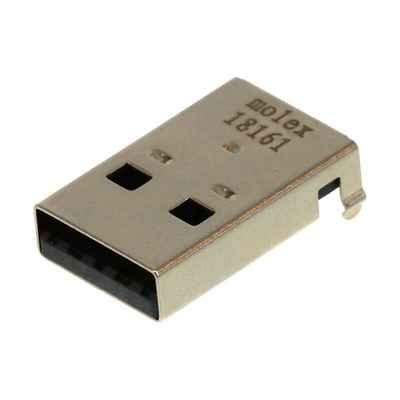 Molex Right Angle, Through Hole, Plug Type A 2.0 USB Connector