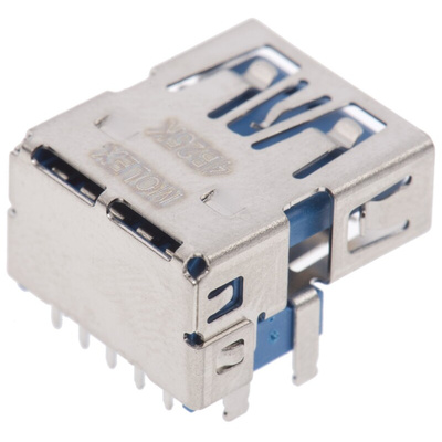 Molex Right Angle, Through Hole, Socket Type A 3.0 USB Connector