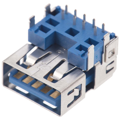 Molex Right Angle, Through Hole, Socket Type A 3.0 USB Connector