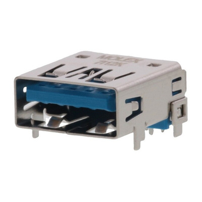 Molex Right Angle, Through Hole, Socket Type A 3.0 USB Connector