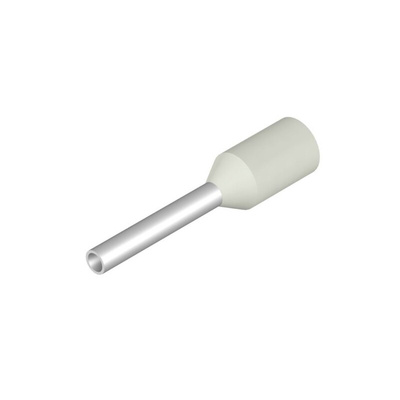 Weidmuller Insulated Crimp Bootlace Ferrule, 8mm Pin Length, 1mm Pin Diameter, 0.5mm² Wire Size, White