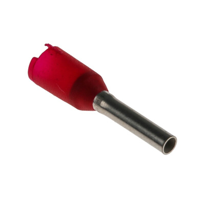 Weidmuller Insulated Crimp Bootlace Ferrule, 8mm Pin Length, 1.4mm Pin Diameter, 1mm² Wire Size, Red
