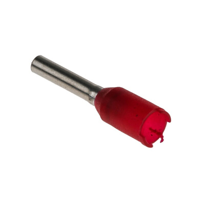Weidmuller Insulated Crimp Bootlace Ferrule, 8mm Pin Length, 1.4mm Pin Diameter, 1mm² Wire Size, Red