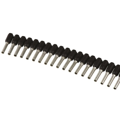Weidmuller Insulated Crimp Bootlace Ferrule, 8mm Pin Length, 1.7mm Pin Diameter, 1.5mm² Wire Size, Black