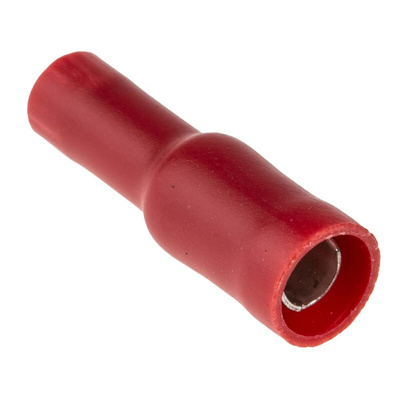 RS PRO Insulated Female Crimp Bullet Connector, 0.5mm² to 1.5mm², 22AWG to 16AWG, 4mm Bullet diameter, Red