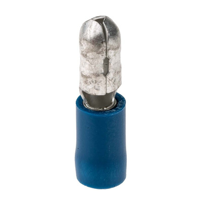 RS PRO Insulated Male Crimp Bullet Connector, 1.5mm² to 2.5mm², 16AWG to 14AWG, 5mm Bullet diameter, Blue