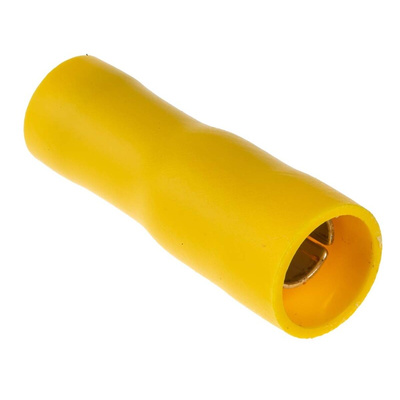 RS PRO Insulated Female Crimp Bullet Connector, 2.5mm² to 6mm², 12AWG to 10AWG, 5mm Bullet diameter, Yellow
