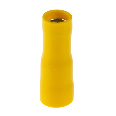 RS PRO Insulated Female Crimp Bullet Connector, 2.5mm² to 6mm², 12AWG to 10AWG, 5mm Bullet diameter, Yellow