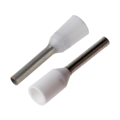 JST, GTR Insulated Crimp Bootlace Ferrule, 8mm Pin Length, 1.2mm Pin Diameter, 0.75mm² Wire Size, White